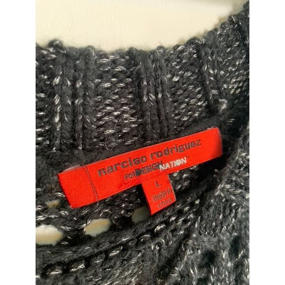 Designer Narciso Rodriguez Black Metallic Open Knit Sweater Size L Classic Chic - Picture 6 of 8